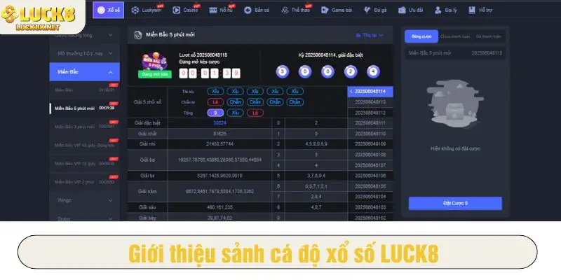 Giới thiệu về sảnh cá độ xổ số LUCK8