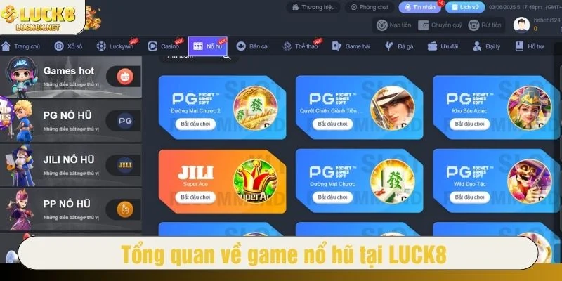 Nổ hũ LUCK8 là danh mục slot game trực tuyến đầy màu sắc