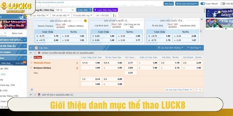 Thể thao LUCK8 là danh mục cá cược trực tuyến sôi động